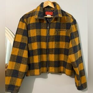 LD Burke vintage wool blend Plaid Zip-Up Jacket